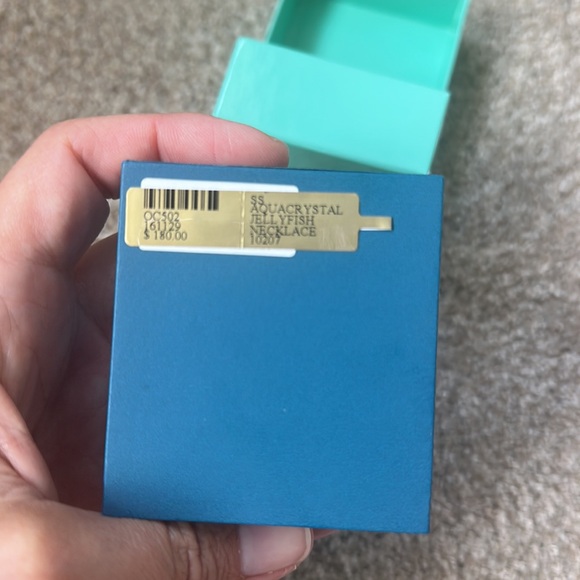 Sterling Silver Aqua Crystal Jellyfish Necklace - Picture 5 of 7